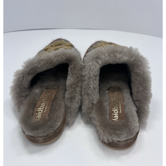 Laidback London Women's Handmade Boho Beaded Slide Slippers Sz38 (7.5) Fur Lined - Picture 7 of 11